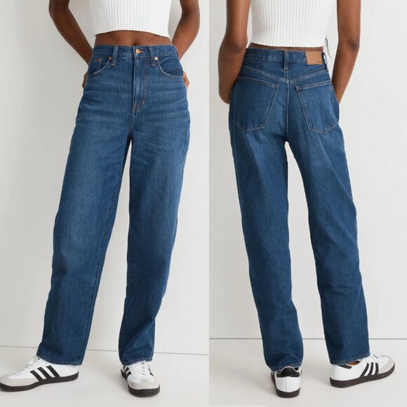 Madewell Denim - Madewell Baggy Straight Jeans, Dark Worn Indigo Wash, 30